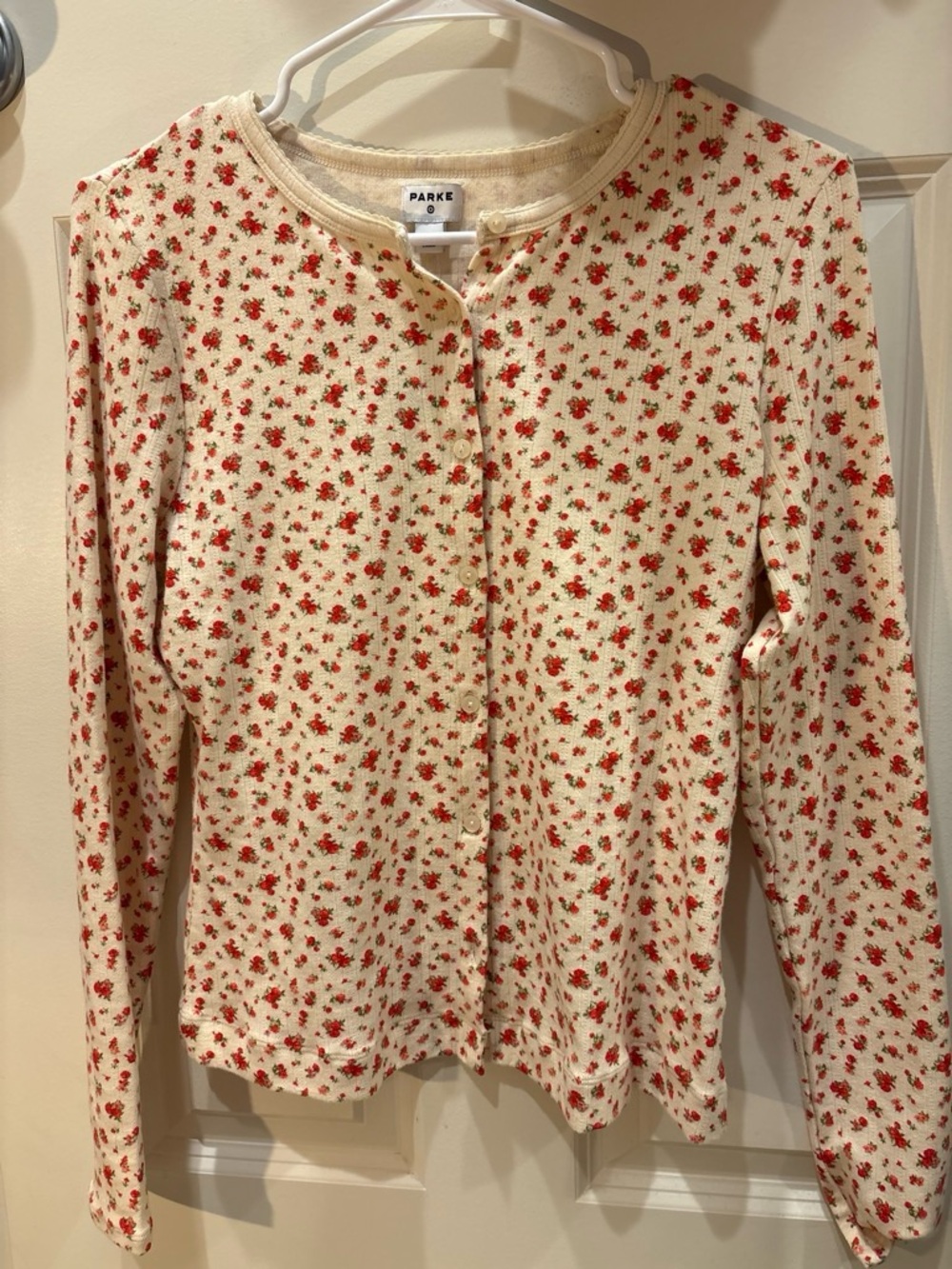 Parke Cream Floral Long-Sleeve Button Cardigan - Picture 1 of 5